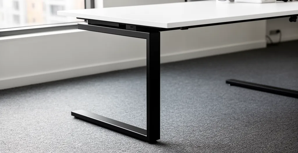 Détail d'un piètement métallique noir de bureau professionnel